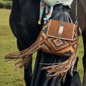 Myra Beaded Frills Hand-Tooled Bag